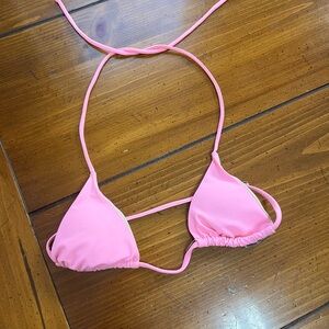 Pink Triangle Bikini Top with String Ties